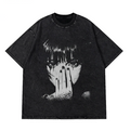 Hip Hop Washed Graphic T Shirt Men Streetwear Cotton Loose Fit