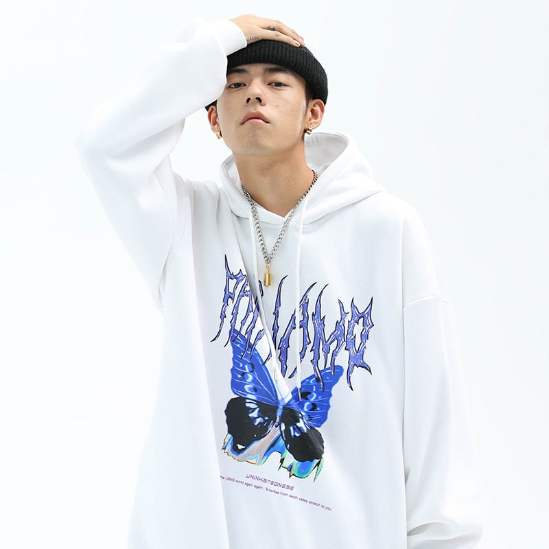 Blue Butterfly Gradient Hoodie