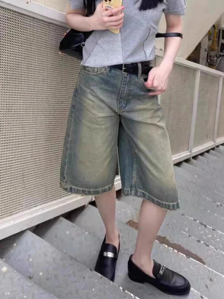 Women's Knee Length Washed Denim | Blue