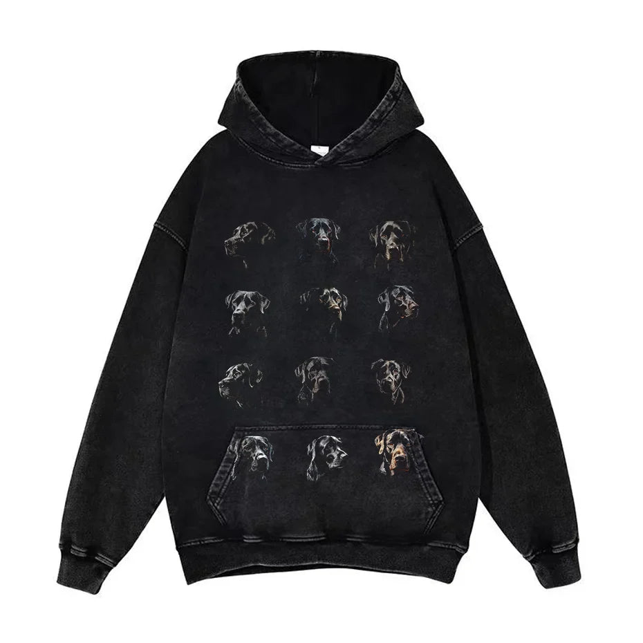 Anime Pain Graphic Hoodie Men's Retro Washed Harajuku Streetwear