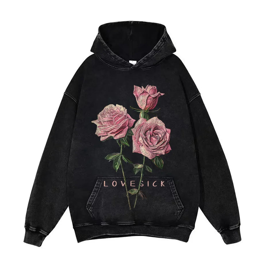 Anime Pain Graphic Hoodie Men's Retro Washed Harajuku Streetwear