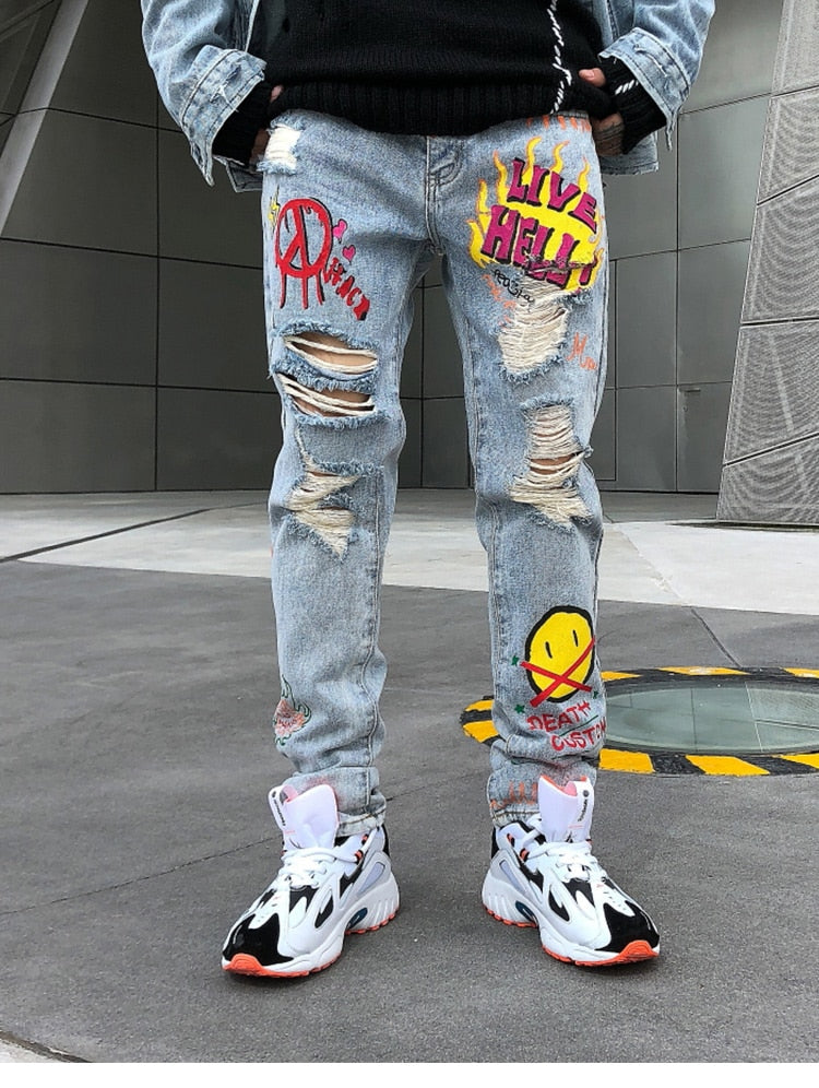 Mens Graffiti Denim | Blue