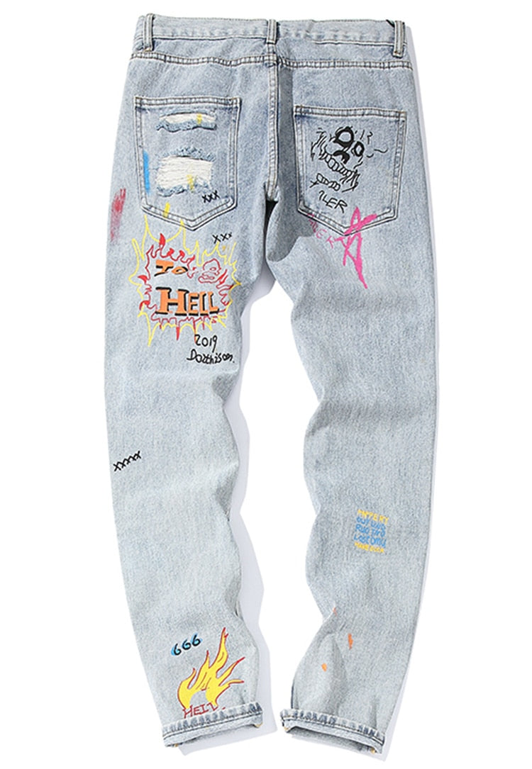 Mens Graffiti Denim | Blue