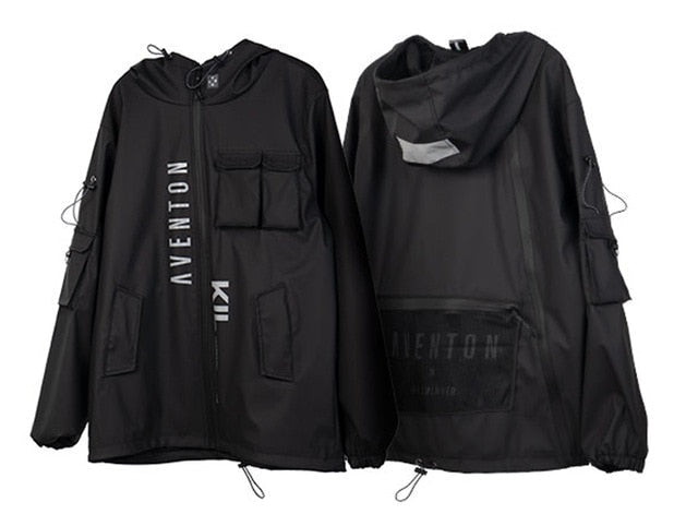 Windbreaker Cargo Jacket - Black