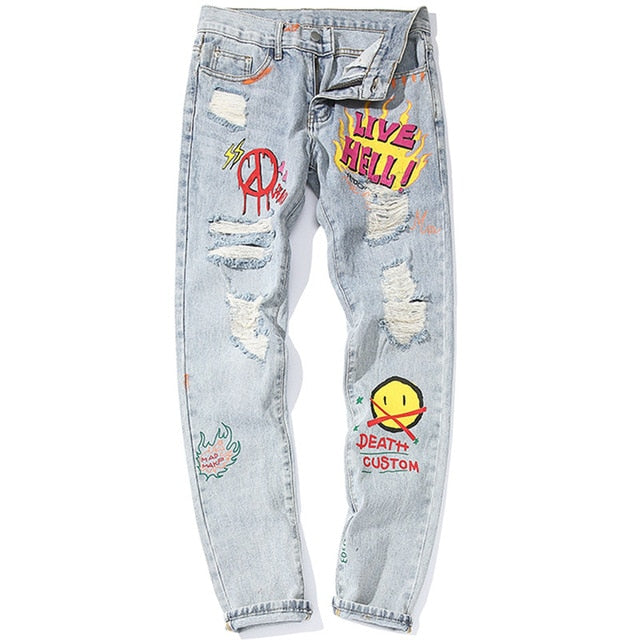Mens Graffiti Denim | Blue