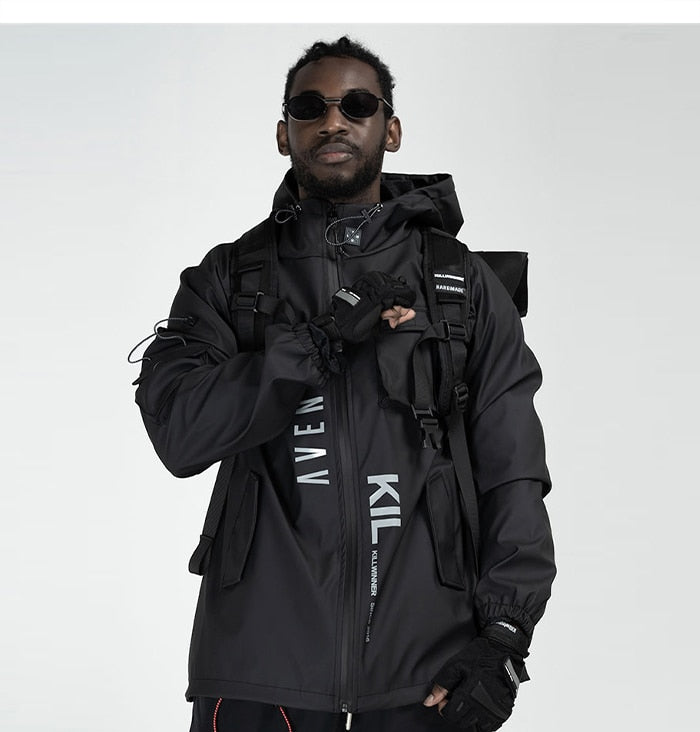 Windbreaker Cargo Jacket - Black