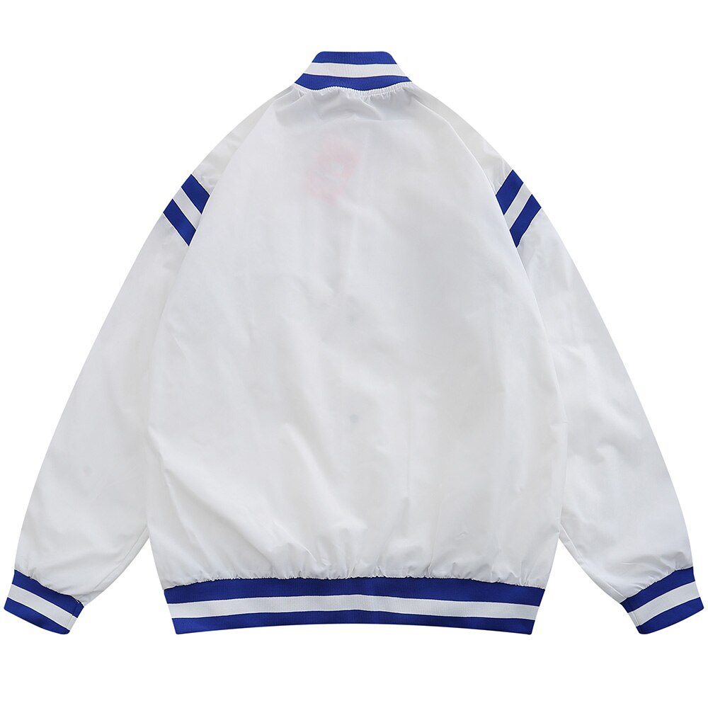 Embroidered Bomber Jacket - Black|White