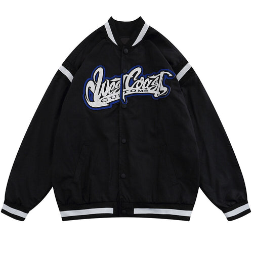 Embroidered Bomber Jacket - Black|White