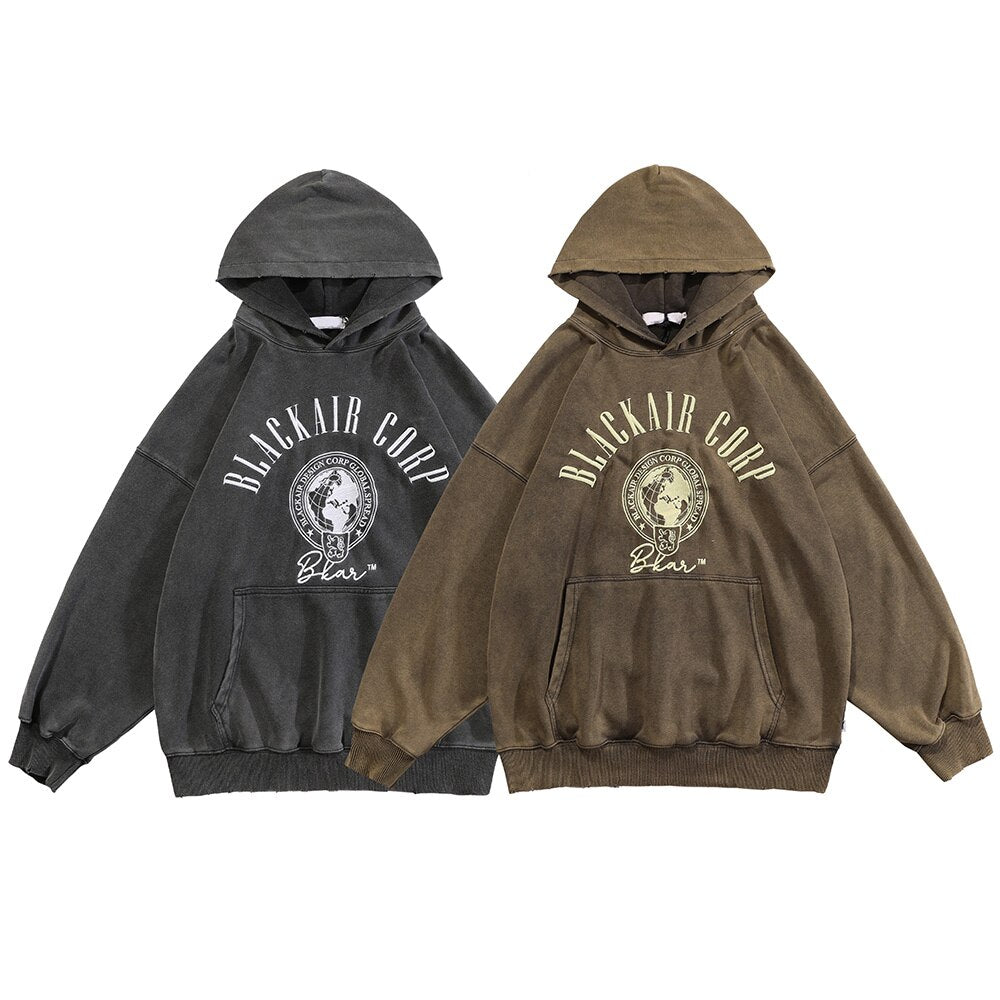 Distressed BlackAir Corp Hoodie