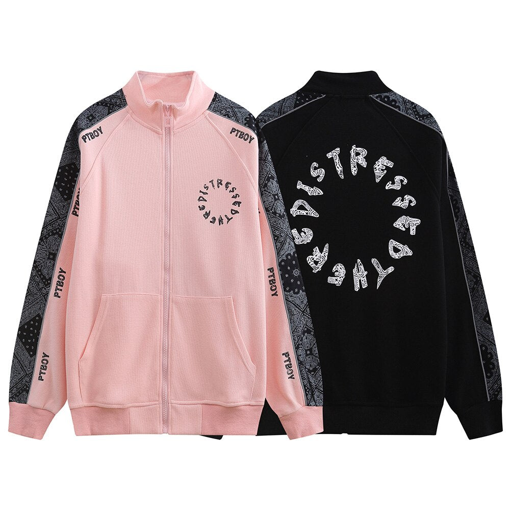 Retro Track Jacket - Pink|Black